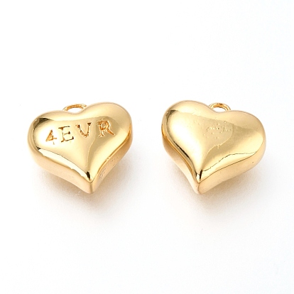 Brass Pendants, Heart with Word 4 EVR