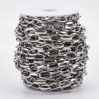 304 chaînes de câbles en acier inoxydable, avec bobine, non soudée, Ovale Plat