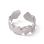 304 anillo de puño abierto con envoltura de corazón de acero inoxidable para mujer