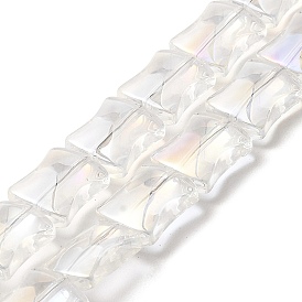 Transparent Electroplate Glass Beads Strands, Rainbow Plated, Bamboo Joint