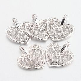 Tibetan Style Alloy Heart Pendants, Cadmium Free & Lead Free, 16.5x15x2mm, Hole: 2mm, about 1520pcs/1000g