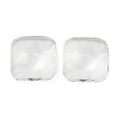 Transparent K5 Glass Cabochons, Faceted, Square