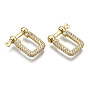Brass Micro Pave Clear Cubic Zirconia D-Ring Anchor Shackle Clasps, for Bracelets Making, Nickel Free, Rectangle