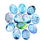 Flat Back Glass Cabochons, for DIY Projects, Animal Pattern, Oval