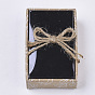 Boîtes à bijoux en carton, Pour la bague, Collier, boucle, avec couvercle transparent, nœud papillon en corde de chanvre et éponge noire à l'intérieur, rectangle