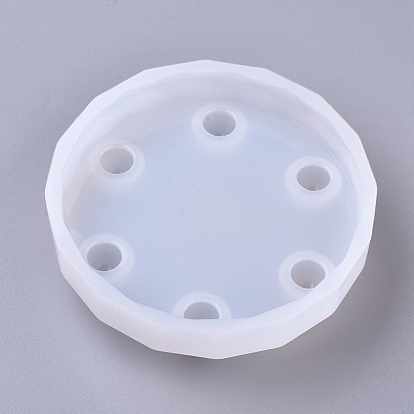 Diy moldes de silicona de soporte de exhibición redondo plano, moldes de resina, para resina uv, fabricación de joyas de resina epoxi