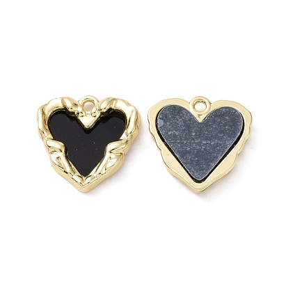 Opaque Resin Pendants, with Light Gold Plated Alloy Findings, Heart Charm