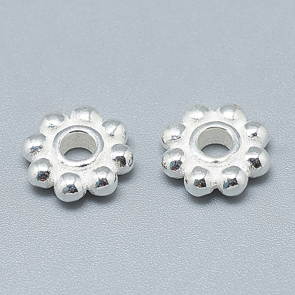 925 Sterling Silver Granulated Daisy Spacer Beads
