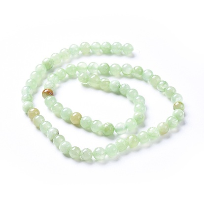 Natural Prehnite Beads Strands, Dyed, Round