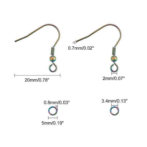 DIY Earrings Kits, with 201 Stainless Steel Earring Hooks and Vacuum Plating 304 Stainless Steel Open Jump Rings