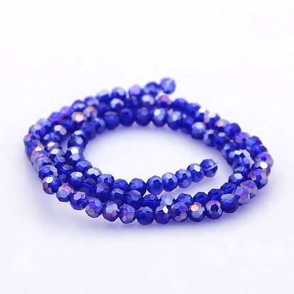 AB Color Plated Glass Faceted(32 Facets) Round Beads Strands