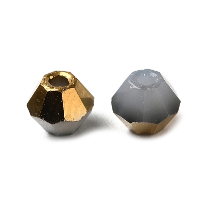 Electroplate Glass Beads, Half Golden Plated, Faceted, Bicone