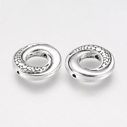 Perles cadres en alliage de style tibétain , sans cadmium et sans plomb, donut, 15x2.5mm, diamètre intérieur: 6 mm, Trou: 1mm