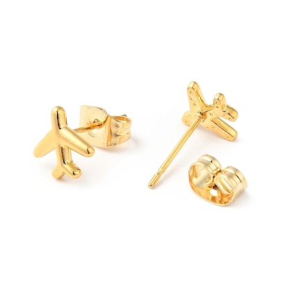 304 Stainless Steel Tiny Airplane Stud Earrings with 316 Stainless Steel Pins for Women