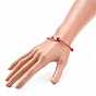 2Pcs 2 Colors Alloy Heart Beaded Cord Bracelets Set, Adjustable Bracelets for Women