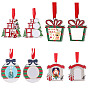 Decoraciones colgantes de aleación en blanco de sublimación temática navideña, colgante de foto en blanco de aleación, con cinta de poliéster