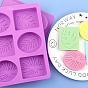 DIY Silicone Leaf Pattern Rectangle/Oval Soap Molds, for Handmade Soap Making, 6 Cavities