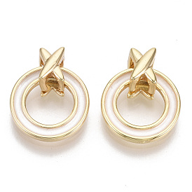 Brass Enamel Charms, Ring, Real 18K Gold Plated, Nickel Free