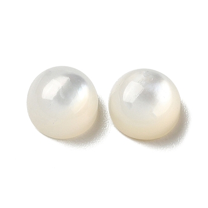 Natural White Shell Cabochons, Half Round/Dome