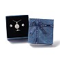 Square Cardboard Jewelry Set Boxes, with Bowknots and Sponges Inside