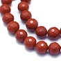Rouge naturel perles de jaspe brins, ronde, à facettes (128 facettes)
