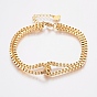 304 Stainless Steel Box Chain Bracelets, Multi-strand Bracelets, with Lobster Claw Clasps