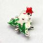 Alloy Enamel European Beads, Christmas Tree, Large Hole Beads, Silver Color Plated