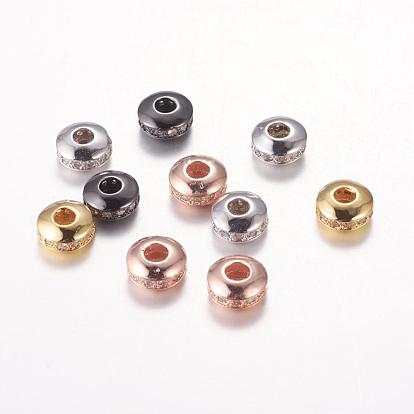 Micro en laiton pavent des perles cubes de zircone, rondelle, 8x4mm, Trou: 3mm