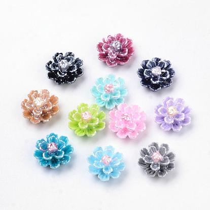 Imitation Pearl Resin Cabochons, Flower