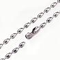 304 Stainless Steel Necklaces, with Clasps, Ball Chain Necklaces