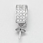 925 Sterling Silver Pendant Bails, with Cubic Zirconia, for Half Drilled Beads