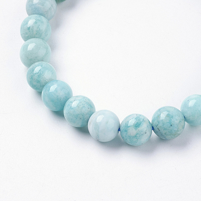 Natural Amazonite Beads Stretch Bracelets, with Cardboard Jewelry Box Packing