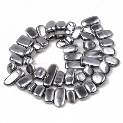 Electroplate Natural Freshwater Shell Beads Strands, Nuggets