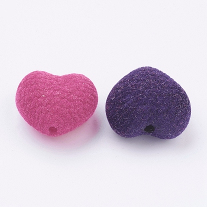 Ideas for Valentines Day for Her Acrylic Beads, Heart, Mixed Color, Covered By Fuzz
