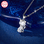 Ожерелья с подвесками в виде кошек с кубическим цирконием, родиевое покрытие 925 серебро 925 пробы для женщин