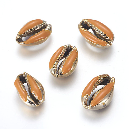 Electroplated Cowrie Shell Beads, with Enamel, Undrilled/No Hole Beads