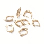 Brass Hoop Earring Findings with Latch Back Closure, with Horizontal Loop and Clear Cubic Zirconia, Horse Eye, Long-Lasting Plated