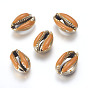 Electroplated Cowrie Shell Beads, with Enamel, Undrilled/No Hole Beads