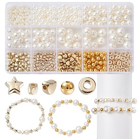 10Style Imitated Pearl Acrylic Beads and CCB Plastic Beads, Mixed Shapes