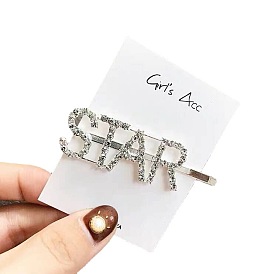 Sparkling Rhinestone Letter Hair Clip Creative Personalized Edge Clip One-letter Hair Accessory