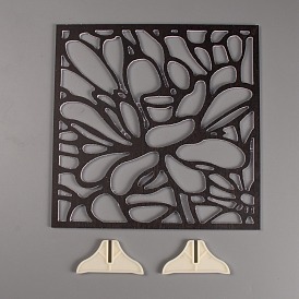 Accessoire photographique chinois rétro, plaques de fond en bois, fenêtre en bois, avec supports en plastique, carré avec motif