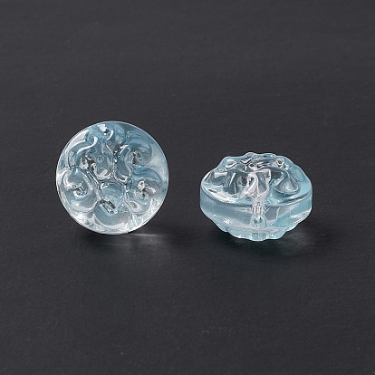 Transparent Spray Painted Glass Beads, Flat Round