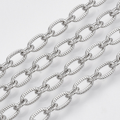 304 chaînes de câbles en acier inoxydable, non soudée, , avec bobine, Ovale Plat