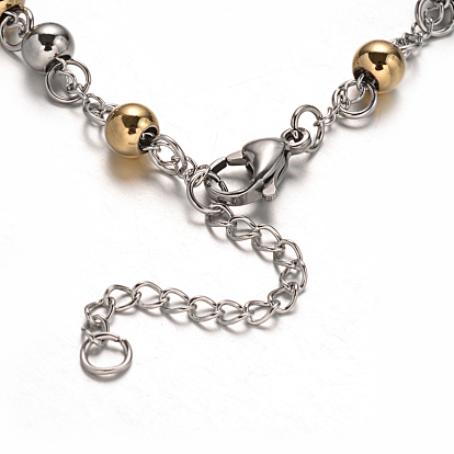 Bracelets de perles de chapelet avec croix, 201 bracelet en acier inoxydable pour Pâques, ovale avec la Vierge Marie, 7-1/2 pouces (190 mm)