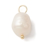 3pcs 3 couleurs pendentifs en perles d'eau douce naturelles, charms pomme de terre avec boucles en laiton plaqué or