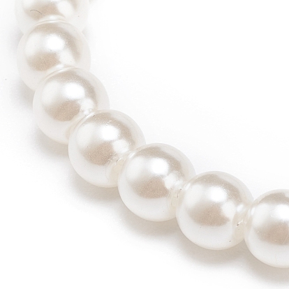 Pulsera elástica con cuentas de perlas de imitación de plástico abs con amuletos de esmalte de aleación para niños, blanco