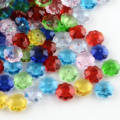 Fleurs de perles de verre transparent, perles marguerite, facette, 9.5~10x4mm, Trou: 1mm