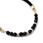 Adjustable Slider Bracelets, Nylon Cord Bracelets, with Natural Gemstone Beads and Brass Beads, Golden