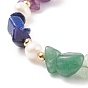 Bracelet silder perlé avec des éclats de pierres précieuses mélangées naturelles avec perle, 7 bijoux chakra pour femmes