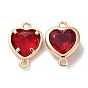 K9 Glass Connector Charms, Heart Links with Golden Tone Brass Findings